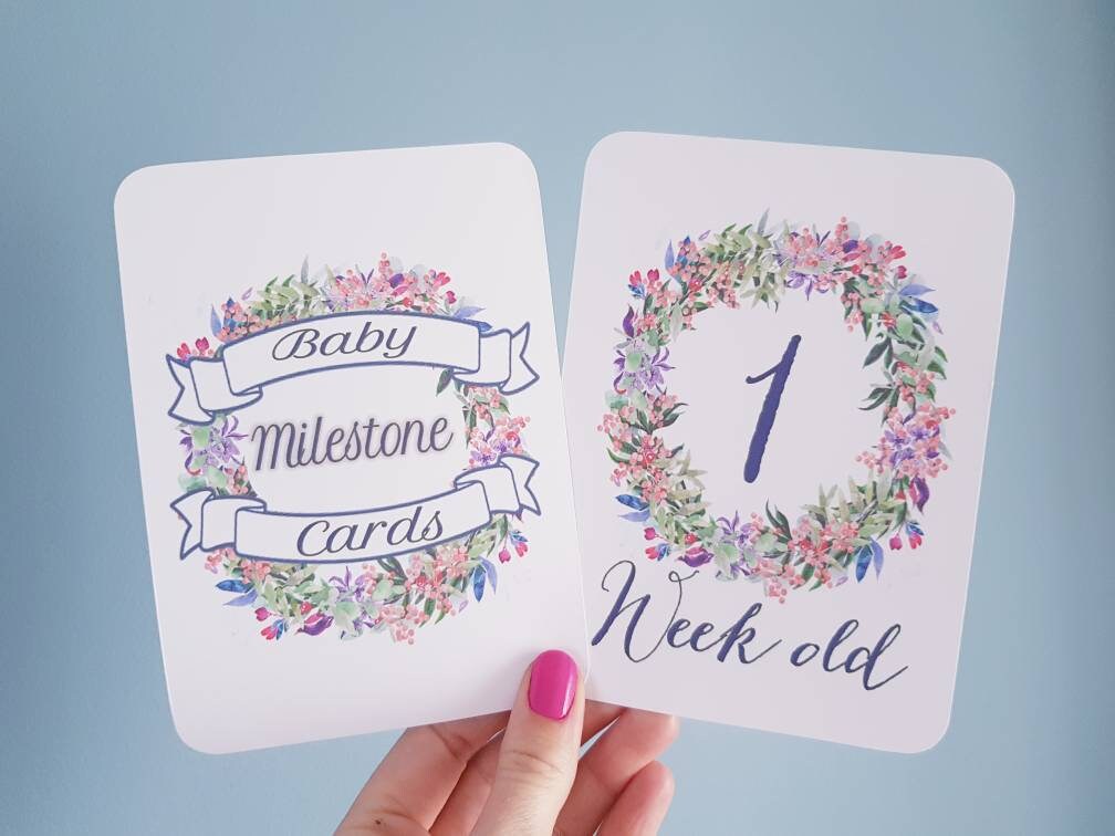 Floral Wreath Baby Milestone Cards X 20 Special Moments Photo - Etsy
