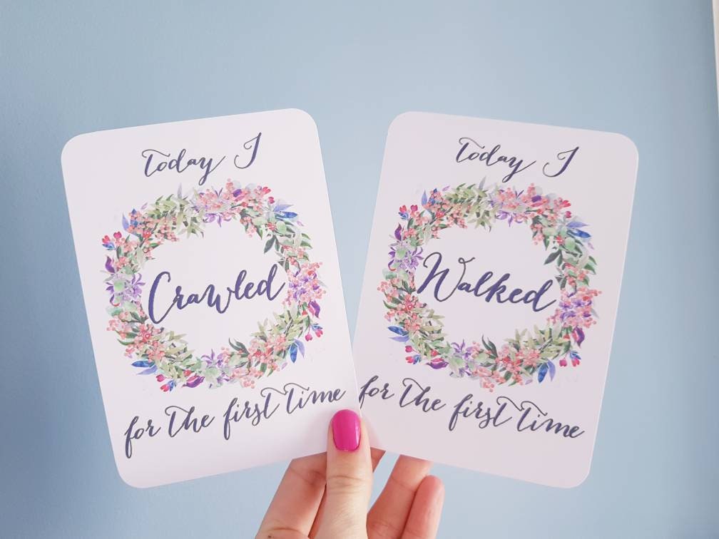 Floral Wreath Baby Milestone Cards X 20 Special Moments Photo - Etsy