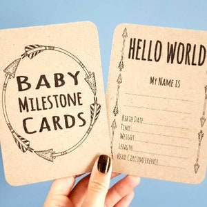 Unisex Baby Meilensteinkarten x 20 besondere Moments Foto braune Karte
