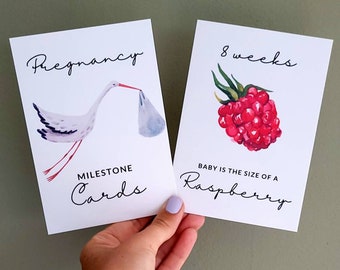 Cartes de comparaison d'étapes importantes de la grossesse, accessoire photo, cadeau de grossesse, aquarelle, impression élégante