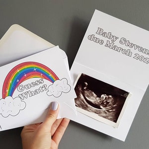 Cartão de anúncio de gravidez do Rainbow Baby, novo cartão de bebê personalizado sob encomenda