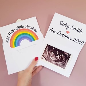 Cartão de anúncio de gravidez do Rainbow Baby, novo cartão de bebê personalizado sob encomenda