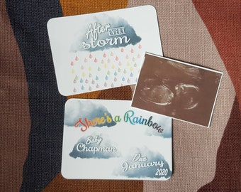 Personalized Rainbow Baby Announcement Cards, Photo Prop