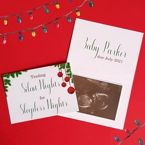 Faire-part de grossesse pour Noël, carte de naissance personnalisée sur commande
