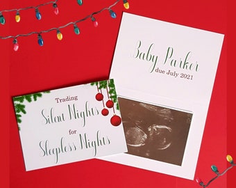 Christmas pregnancy announcement new baby card personalised to order