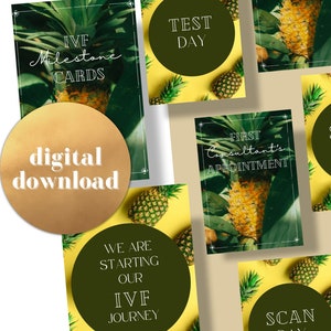 Cartes imprimables d'étape importante de FIV, téléchargement numérique, cartes d'étape importante, cadeau de FIV, cartes d'étape importante de FIV ananas, vous imprimez