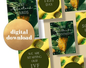 Printable IVF Milestone Cards, Digital Download, Milestone Cards, IVF Gift, Pineapple IVF Milestone Cards, You Print