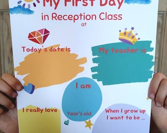 First day of school a4 card poster, keepsake, photo prop