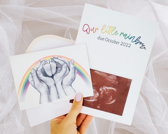 pregnancy after loss announcement card for family and friends personalised to order rainbow baby
