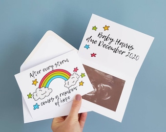 Rainbow of hope Baby pregnancy announcement new baby card personalised to order