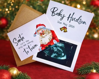 Christmas pregnancy announcement new baby card personalised to order add scam photo