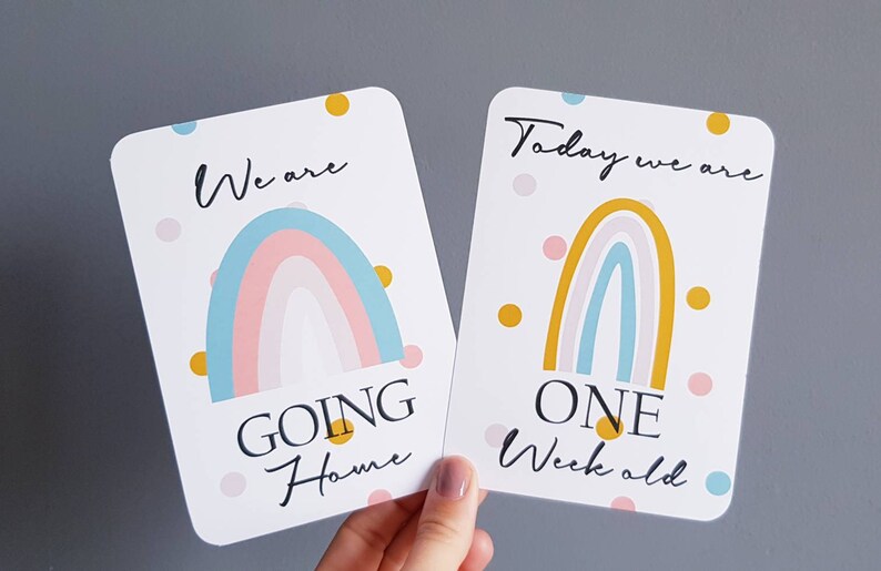 Twin Rainbow Baby Milestone Cards Polka Dots Unisex - Etsy