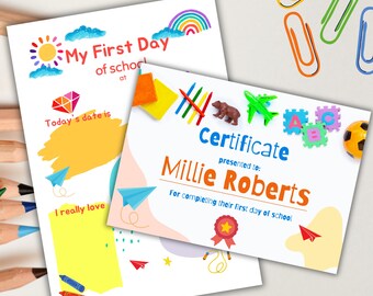 First Day of School Sign & Certificate: Photo Prop Keepsake