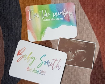 Personalized Rainbow Baby Announcement Cards, Photo Prop