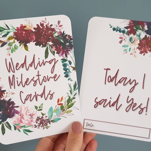 20 WEDDING MILESTONE Rustic Photo Props Engagement Gift Present Bridal Hen Cards 