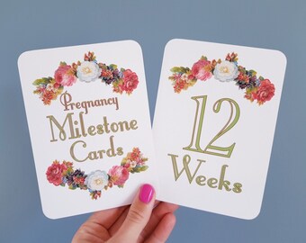 Cartoline pietra miliare della gravidanza in stile vintage regalo di gravidanza baby shower foto prop