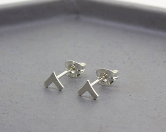 Chevron V shape sterling silver stud earrings