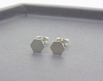 Clous d'oreilles hexagonaux en argent sterling
