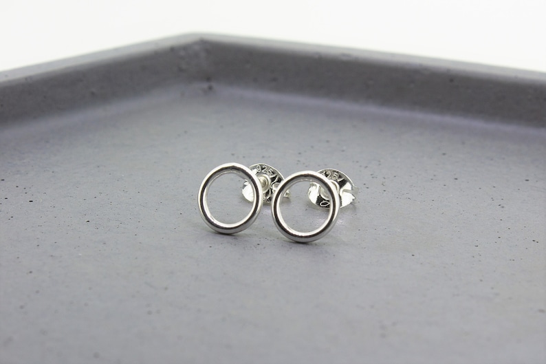 Smooth sterling silver open circle stud earrings image 1