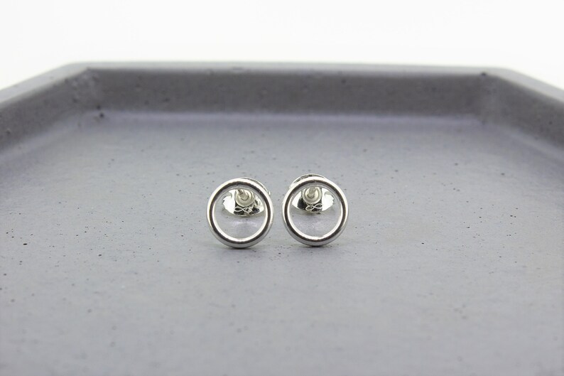 Smooth sterling silver open circle stud earrings image 2