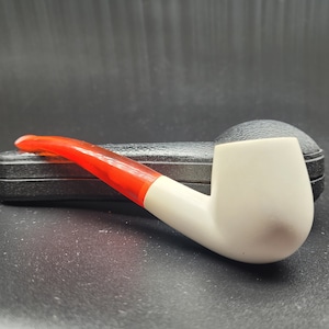 Smooth bent billiard meerschaum pipe handmade block meerschaum by CPW Pipe 4561