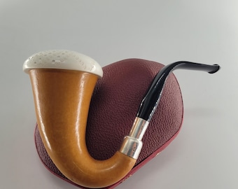 Genuine Natural African GOURD Calabash Block Meerschaum Pipe handmade CPW Calabash Pipes 597
