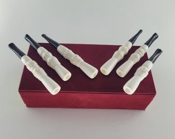 2 pieces block Meerschaum Cigarette mouthpieces "handcarved" FOR REGULAR CIGARETTES