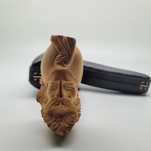 Darkend Sultan block meerschaum pipe handcarved with leather box #1560