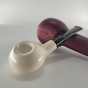Smooth tomato meerschaum pipe handcarved block meerschaum with case CPW Meerschaum Pipes 430