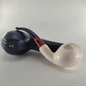 9MM smooth freehand Aged Vintage block meerschaum pipe handmade in 1990s CPW17