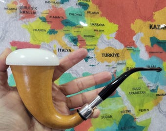 Genuine Natural African GOURD Calabash Block Meerschaum Pipe handmade CPW Calabash Pipes 1797