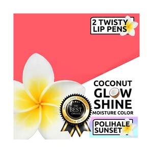 Island Sunset Artisan Coconut Glow Shine Moisture Color Lip Pen Duo-Polihale Sunset