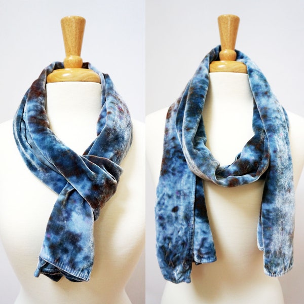 Silk Velvet Scarf, velvet scarf, long scarf, tie dye scarf, free people, pink scarf, dressy scarf, hand dyed accessory, shibori, silk scarf