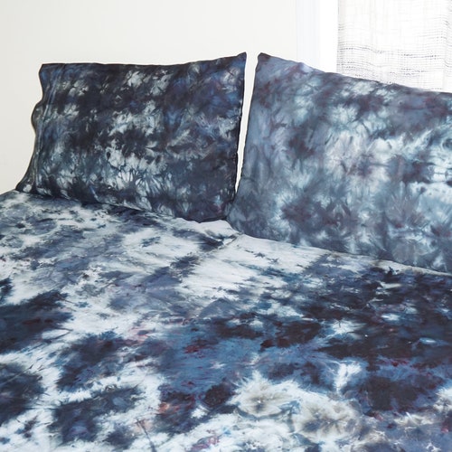 Black and White Tie Dye Sheet Set Black Cotton Sheet Set Tie Etsy