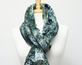 Green Scarf, Cotton Gauze Scarf, Cotton Gauze Scarves, Crinkle Cotton Scarf, Organic Cotton Shawl, Organic Cotton Scarf, Organic Cotton Wrap