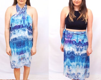 Tie Dye Sarong, Tie Dyed Sarong, Tie Dye Beach Sarong, Sarong Pareo, Sarong Wrap Skirt, Tie Dye Halter Dress, Sarong Beach Wrap