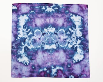 Tie Dye Bandana, Organic Cotton Bandana, Cotton Bandana, Purple Bandana, Blue Bandana, Tie Dye Headwrap, Reusable Tissues, Cancer Head Wrap