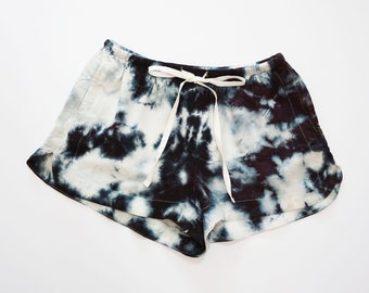 Tie Dye Shorts, Tie Dyed Shorts, Tie Dye Shorts Women, Black Tie Dye Shorts, Bohemian Clothing Women, Bohemian Shorts Women, Boho Shorts