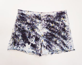 Tie Dye Shorts, Tie Dye Shorts for Women, Plus Size Denim Shorts, Tie Dye Denim Shorts, 1X Denim Shorts, Sustainable Clothing Women