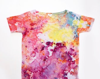 Rainbow Tie Dye Shirt, Rainbow Tie Dye, Tie Dye Shirt, Tie Dye Shirt Women, Pink Tie Dye Shirt, Hand Dyed Shirt, Ice Dyed Shirt