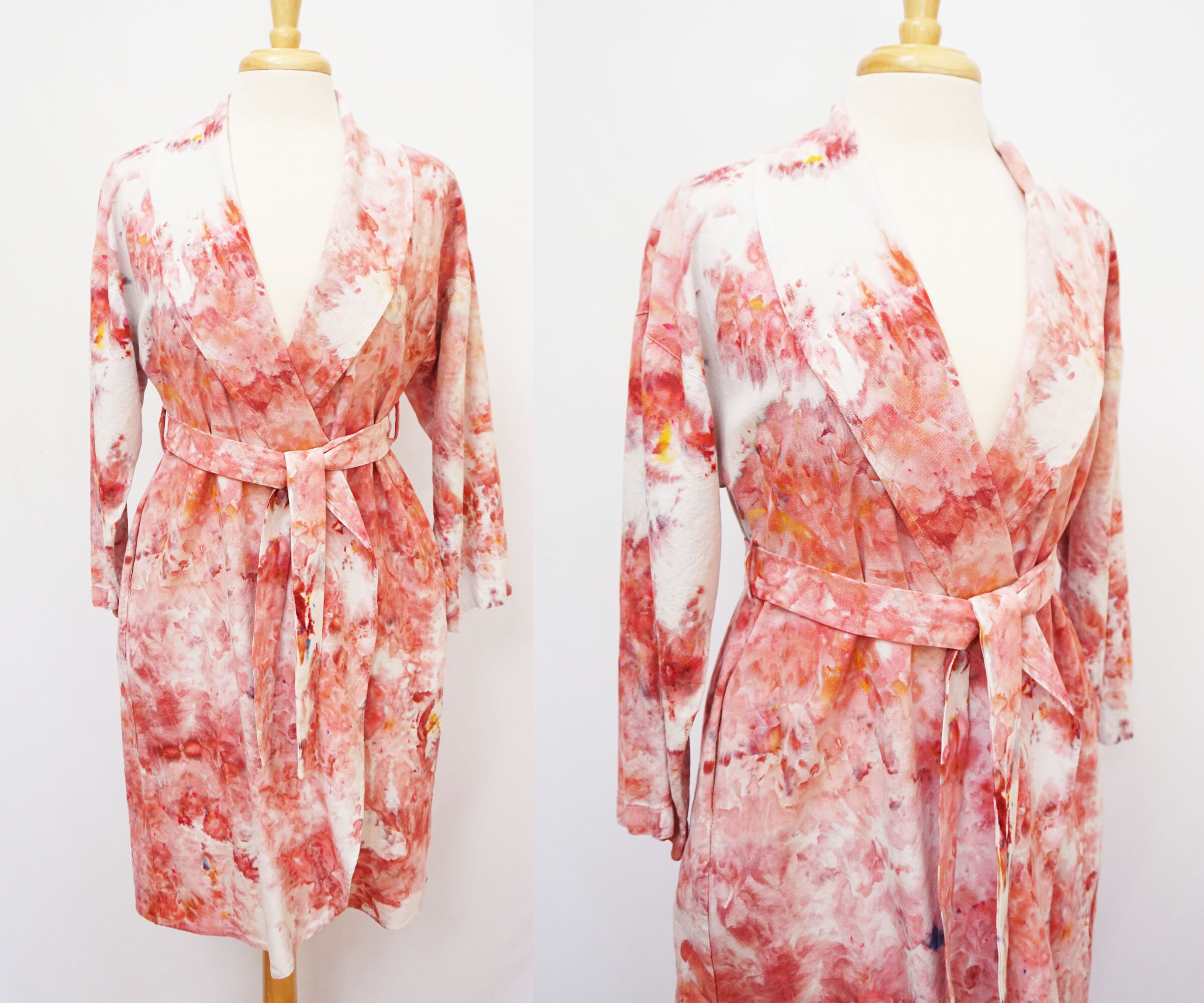 Tie Dye Robe Tie Dye Robes for Women Pink Linen Robe Hand Etsy