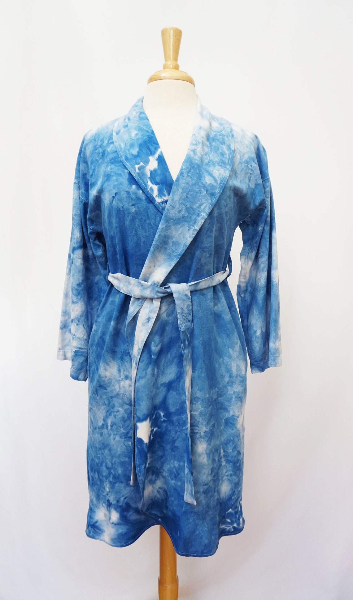 Tie Dye Robe Tie Dye Robes for Women Blue Linen Robe Hand Etsy