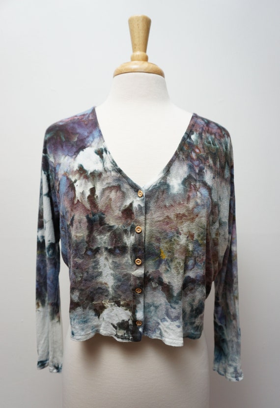 Tie dye online cardigan sweater
