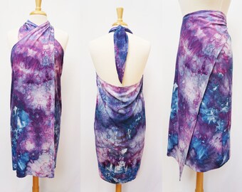 Tie Dye Sarong, Tie Dyed Sarong, Tie Dye Beach Sarong, Sarong Pareo, Sarong Wrap Skirt, Tie Dye Halter Dress, Sarong Beach Wrap