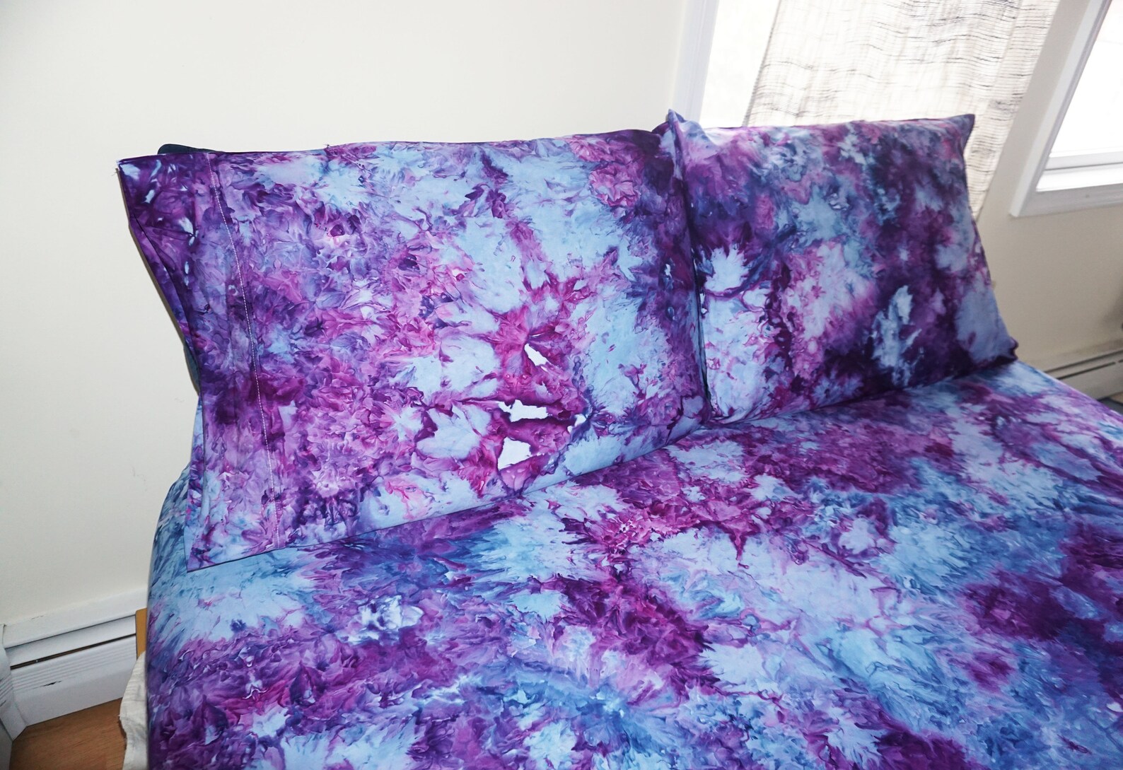Purple and Blue Tie Dye Sheets Tie Dye Bedding Set Blue Tie Etsy