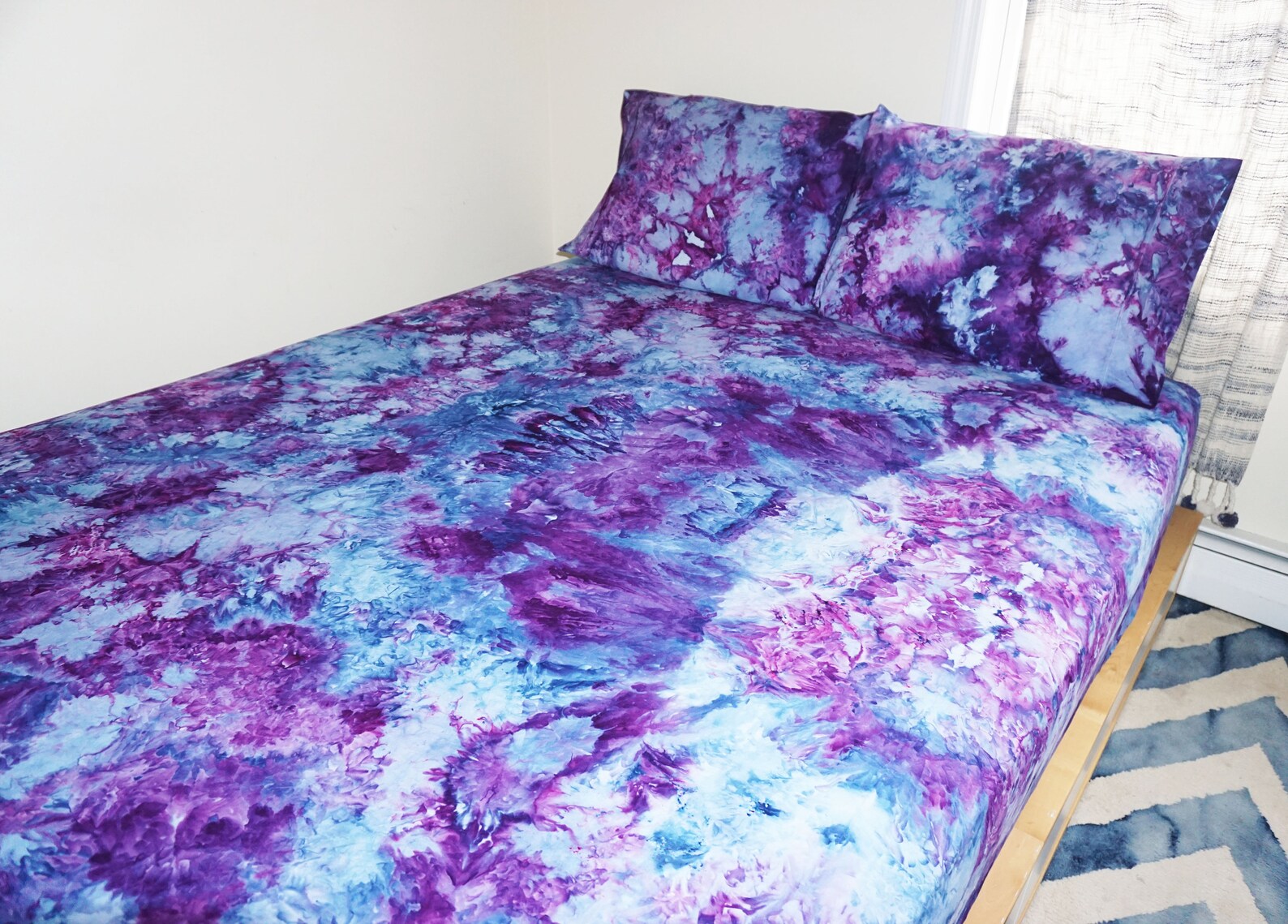 Purple and Blue Tie Dye Sheets Tie Dye Bedding Set Blue Tie Etsy