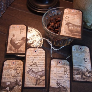 Primitive Hang Tags ~ Vintage Farmhouse Tags - Barnyard Tags