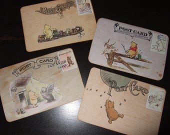 Vintage Style Classic Winnie the Pooh Post Cards ~ Kids Post Cards ~ Card Toppers ~ Card Making ~ Scrapbooking