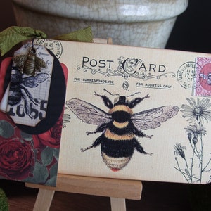 VIER Bienen Im Vintage Stil Postkarten ~ Journal Karten ~ Scrapbooking Ephemera ~ Bienen Anhänger