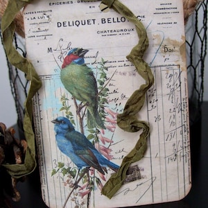 Etiquetas para pássaros - Pássaros coloridos - Etiquetas para presentes estilo vintage - Cartões de diário